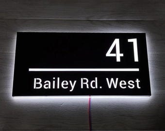 Custom Lighted House Number Sign,Illuminated Plaque,Modern Backlit House Sign,Personalized Address Sign,Number Light Box,Night Visible Sign