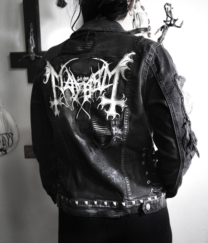 Mayhem Black Metal Jacket Custom Denim Mayhem Battle Jacket Etsy