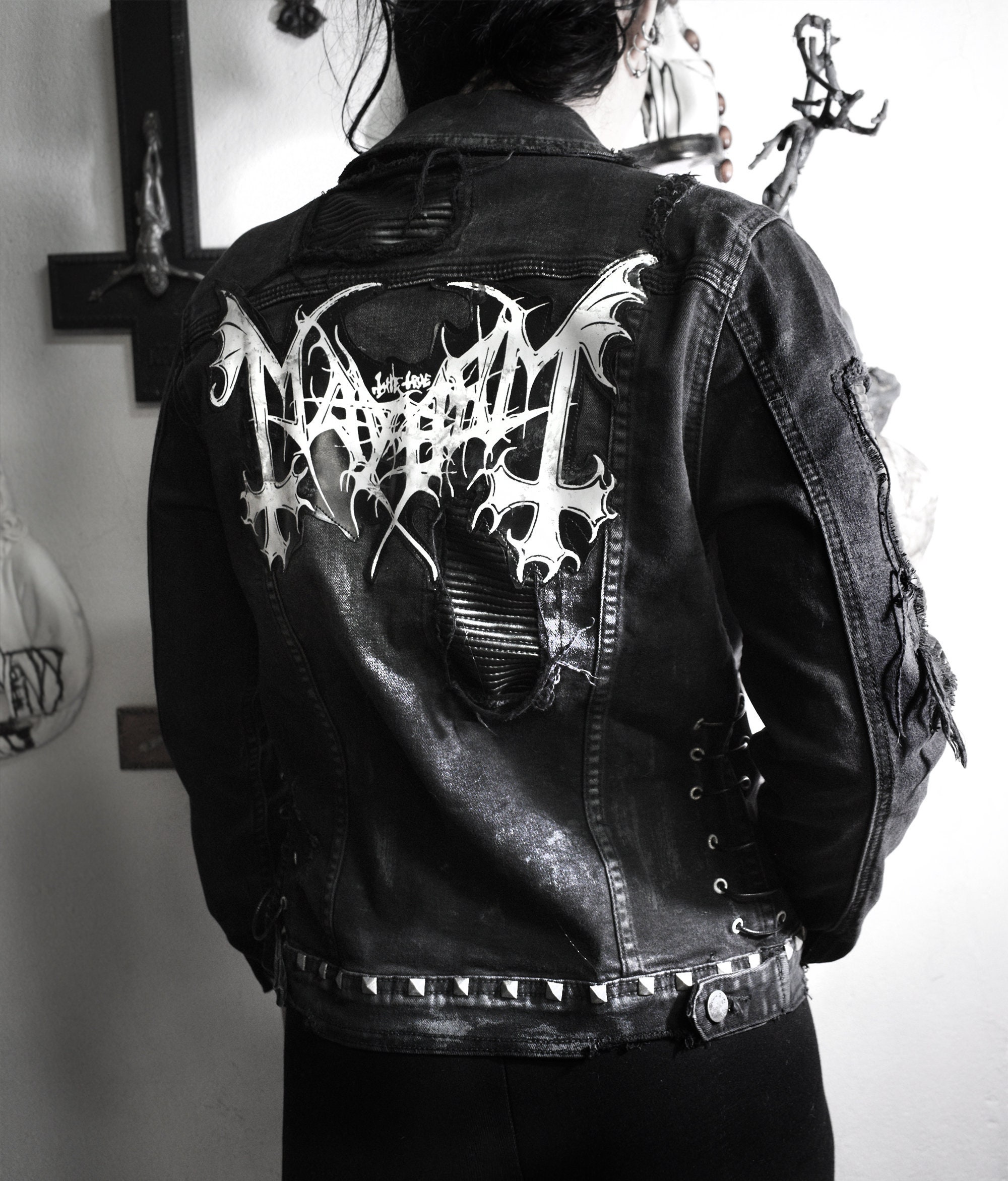 Black metal leather jacket Clearance