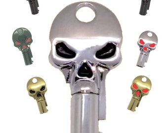 Biker's Skull Barrel Ace Rohrschlüssel Rohling für Harley Davidson und andere Motorräder Auswahl an Finish