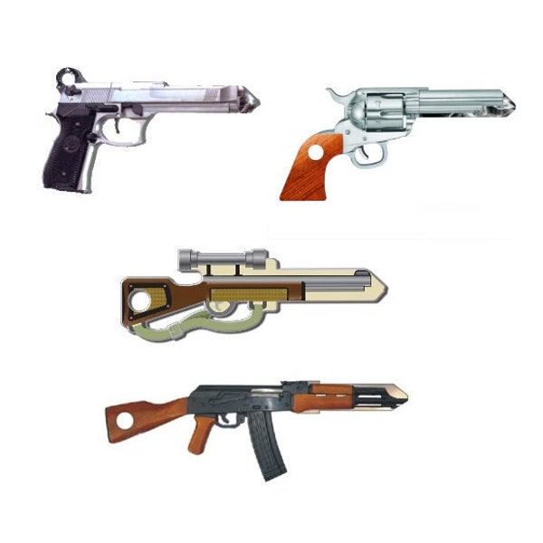 Firearm Enthusiast Pistol Handgun Shaped Painted Uncut House Key Blank choice of styles