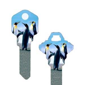 Penguins Painted House Key Blank Home or Office House uncut by Pretty-Keys