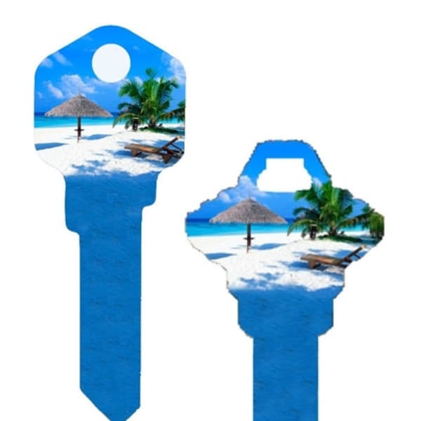 At the Beach House Vacation Painted House Key Blank Home or Office House uncut by Pretty-Keys