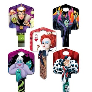 Disney Villainesses Evil Queens large Painted Uncut House Key Blank choice of Maleficent, Cruella, Ursula, Red Queen, Wicked Queen