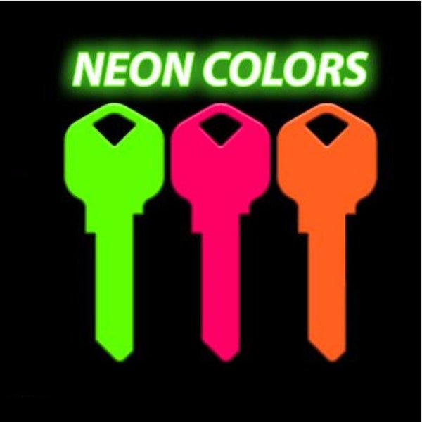 NEON Super Fun Fluorescent Painted House Key Blank Home or Office House uncut by Pretty-Keys