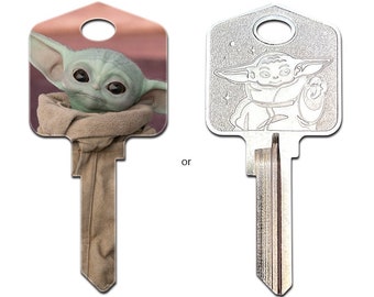 Star Wars Mandalorian Grogu "The Child" aka Baby Yoda Choice of "Coin-style or full color painted  House Key Blank large head