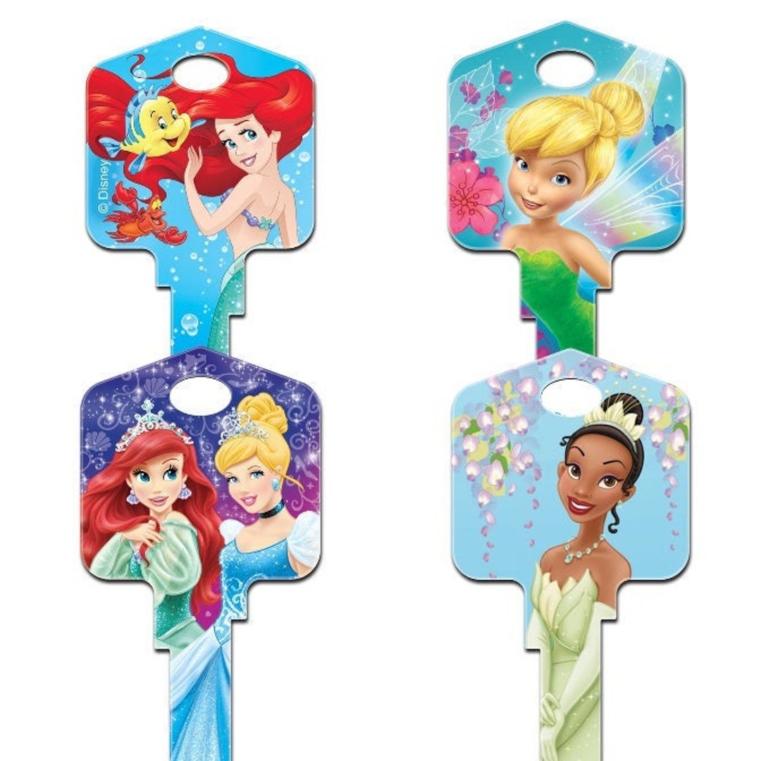 Disney Princesses Designer Uncut House Key Blank Large Head Choose Ariel, Cinderella, Belle