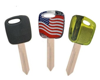 H72 Transponder Auto Key Blank available in Black, Flag or Yellow  New Uncut Ford, Lincoln, Mercury, Mazda 1996-2004 various models