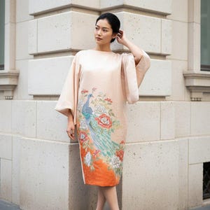 japanese kimono prom dress Utikake Kimono dress using Kimono for wedding attendance and party, Japanese dress, formal dress