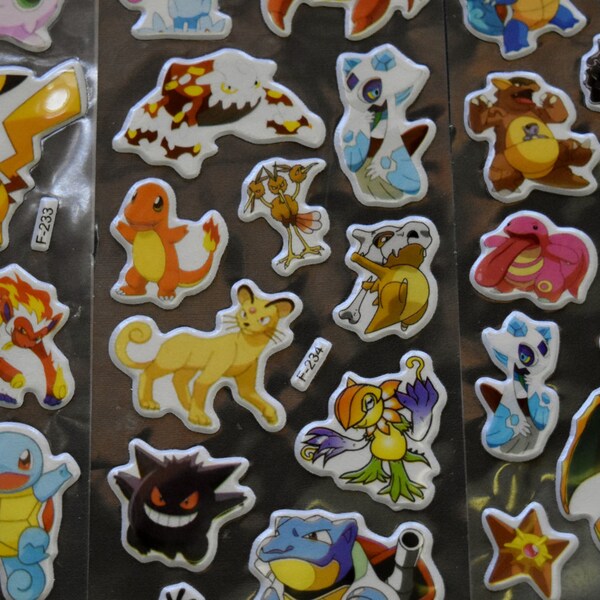 Pokemon Stickers! Scrapbooking, DIY, Puffy Stickers, Pikachu, Charmander, Squirtle, Bulbasaur