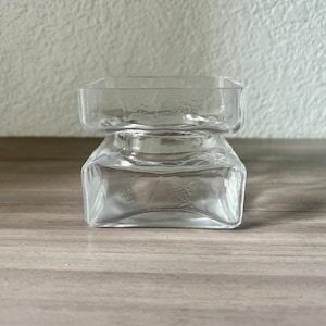 Vintage Square Glass Vase &#39;Pala&#39; by Helena Tynell for Riihimaen Lasi Finland Clear Glass