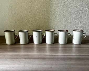 Vintage Stoneware Set of 6 Espresso mugs, Demitasse Cup "Brown Mist" by Niels Refsgaard, 1970s Danish Modern stoneware