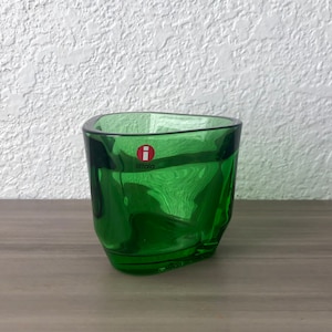 Vintage Iittala Green Glass Tris Votive For Tea Light designed By Alfredo Häberli