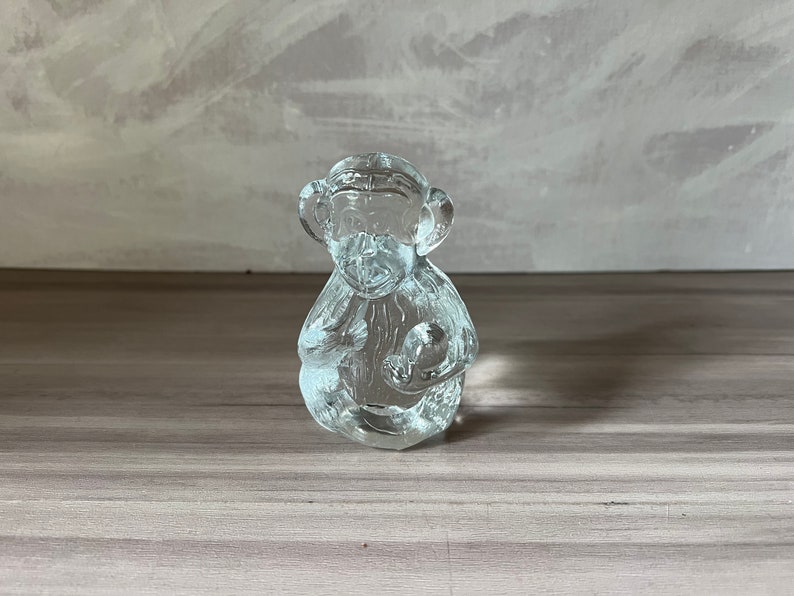 Vintage Bergdala Clear Glass Monkey Figurine Sweden image 1