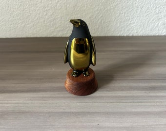 Vintage Walter Bosse Mid Century Modern Brass Penguin Figurine, Austria, 1950s, Brass Sculpture, Mid Century Austrian Design