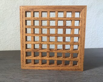 Vintage Danish Modern Style Wood Lattice Trivet Table Protector Hot Pad 1960s Scandinavian Mid Century