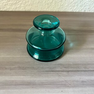 Dansk teal Glass Candle Holder Mini Bud Vase Ink Bottle Vase Jens Quistgaard Design, Vintage Dansk Designs LTD France Inkwell image 3