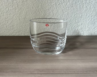 Vintage Iittala Finland Vuoksi Clear Glass Flower Vase by Jorma Vennola, Scandinavian Collectible Glass Art, Danish Modern