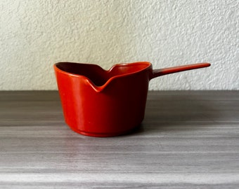 Vintage Orange Copco enameled cast iron Warmer, Fondue Pot, MID Century Modern Enamelware