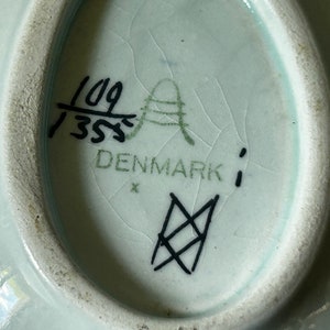Vintage Royal Copenhagen Porcelain Crazy Bird Egg Shaped Pin Dishes Beth Breyen Made in Denmark image 2