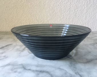 Vintage ittala Aalto bowl, Aino Aalto bowl, Iittala glass bowl, Rippled glass bowl, Grey glass bowl, Finnish art glass bowl