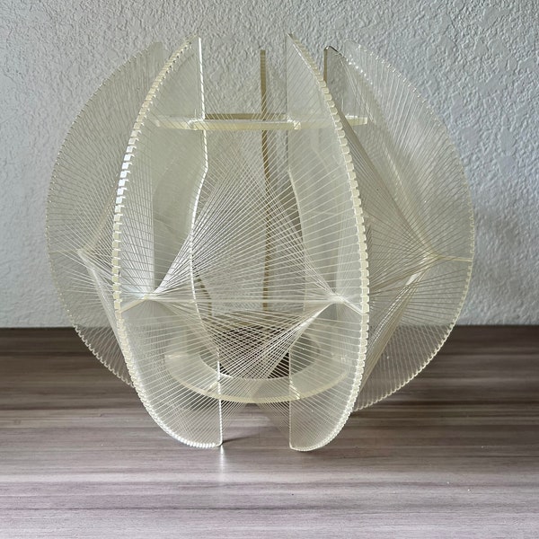 Vintage Paul Secon for Sompex Lucite Lamp Shade, 1960s modern art lucite and fishing line , German vintage hanging lamp