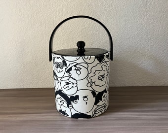 Vintage Mid Century MCM Vintage Ice Bucket Black and White Cartoon Theme