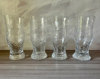 Vintage Set of 4 Kosta Boda Dalom tumbler, designed by Göran Wärff, Kosta Boda Swedish Folk Art Mid Century Glass