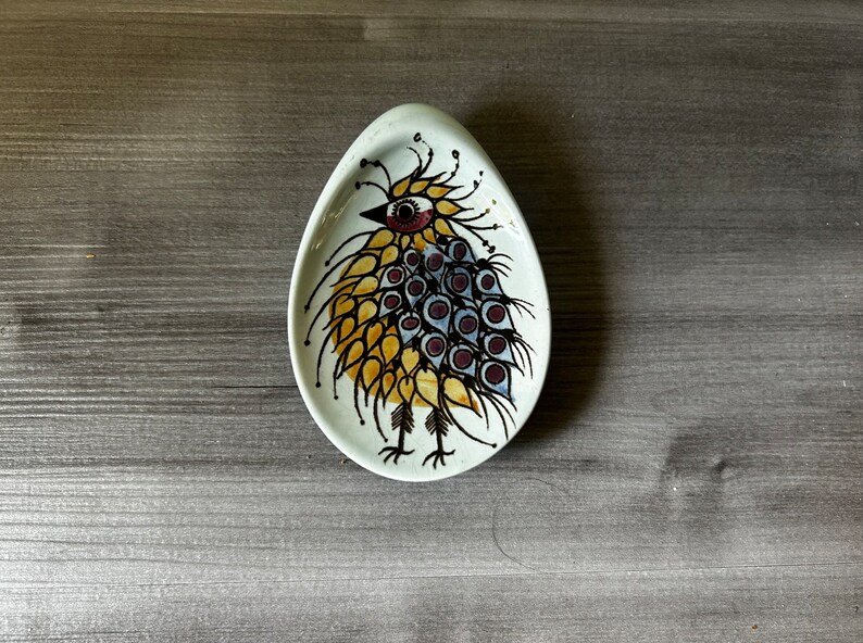 Vintage Royal Copenhagen Porcelain Crazy Bird Egg Shaped Pin Dishes Beth Breyen Made in Denmark image 1