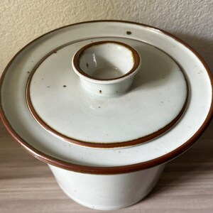 Vintage Stoneware Dansk Ceramic Covered Pot Brown Mist by Niels Refsgaard, Brown Mist Ice Bucket, Brown Speckled, Denmark, Rustic afbeelding 3