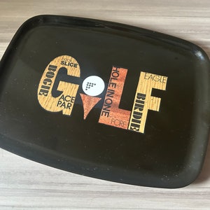 Vintage Couroc Golf Around Cocktail Tray Mid Century Leasureville Inlayed Wood