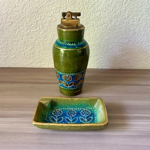 Vintage Bitossi Table Lighter and Ashtray Aldo Londi Rosenthal Netter Thai Silk Mid-Century Modern immagine 9