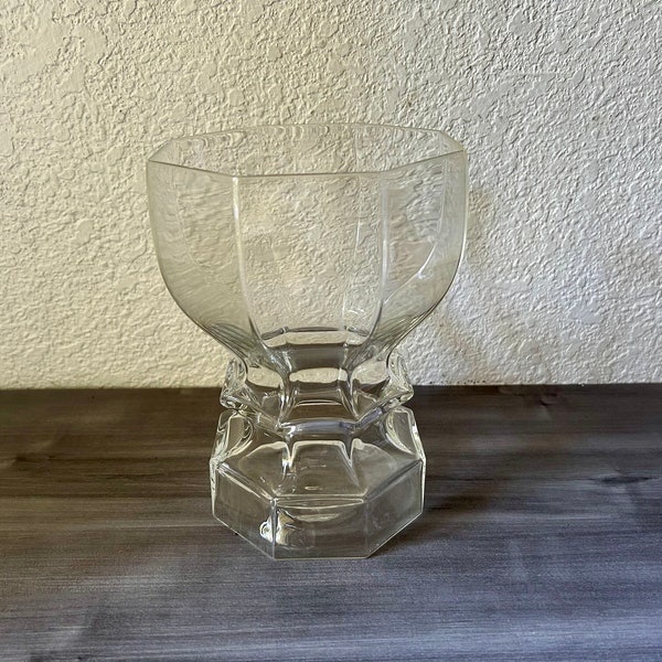 Vintage Dansk Clear Glass Faceted Vase by Gunnar Cyren