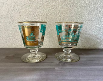 Vintage Southern Comfort Commemorative  Mid Century Libbey Steamboat Whiskey Glasses- Set of 2, Mid Century Barware