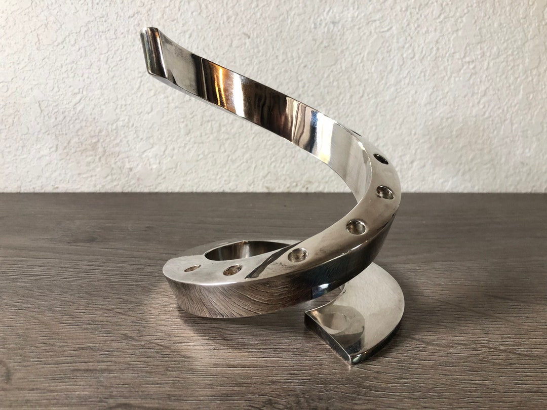 Vintage Dansk Spiral Candle Holder With Tiny Tapers, Mid Century Modern