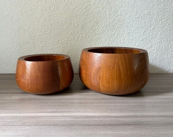 Vintage Dansk IHQ, Quistgaard Teak Set of two bowls, Dansk IHQ Teak Wood Bowl Denmark