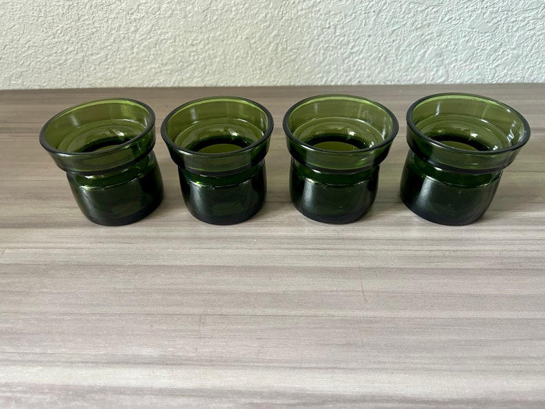 Vintage Dansk Green Glass Candle Holders, Set of 4, Bud Vases Jens Quistgaard Danish Modern image 6