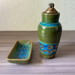 Vintage Bitossi Table Lighter and Ashtray Aldo Londi Rosenthal Netter Thai Silk Mid-Century Modern immagine 10