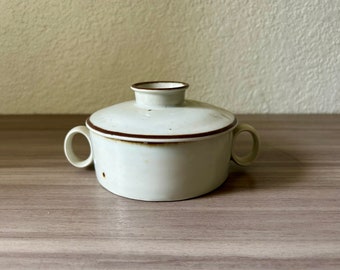 Vintage Stoneware Sugar Bowl with Lid "Brown Mist" by Niels Refsgaard