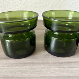 Vintage Dansk Green Glass Candle Holders, Set of 4, Bud Vases Jens Quistgaard Danish Modern image 4