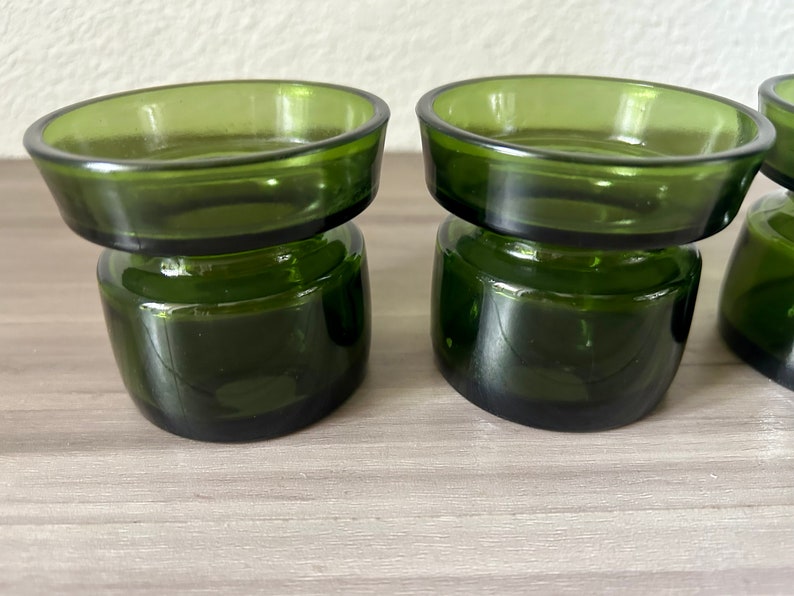 Vintage Dansk Green Glass Candle Holders, Set of 4, Bud Vases Jens Quistgaard Danish Modern image 4