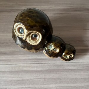 Vintage Ceramic Owl trio, Mid Century Modern Owl image 3