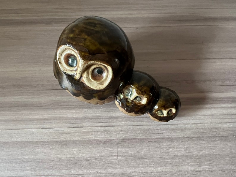 Vintage Ceramic Owl trio, Mid Century Modern Owl image 3