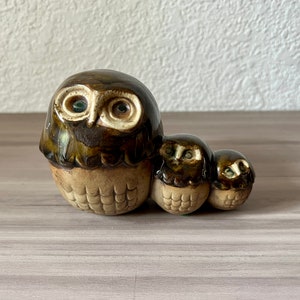 Vintage Ceramic Owl trio, Mid Century Modern Owl image 6