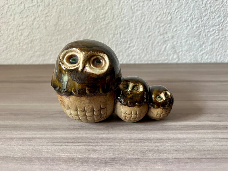 Vintage Ceramic Owl trio, Mid Century Modern Owl image 6