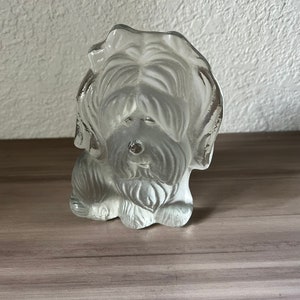 Vintage Viking Glass Yorkshire Terrier Yorkie Paperweight Clear Frosted Art Glass image 5
