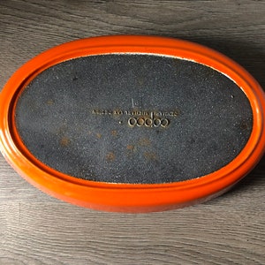 Vintage Orange Copco enameled cast iron Casserole dish by Michael Lax, MID Century Modern Enamelware image 4