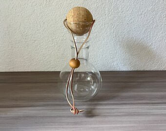 Vintage 1970s Pyrex Glass Decanter with Cork Ball Stopper