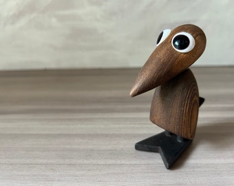 Vintage Mid Century Wood Bird Figurine, Made in Japan, Hans Bolling Style Duck, Wooden Animal