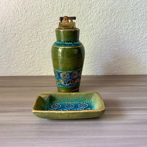 Vintage Bitossi Table Lighter and Ashtray Aldo Londi Rosenthal Netter Thai Silk Mid-Century Modern immagine 1